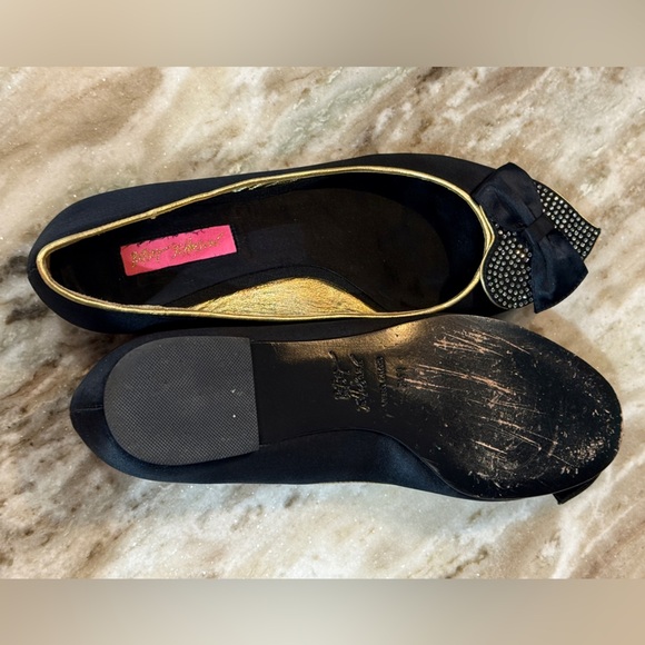 Women’s BETSEY JOHNSON black/gold rhinestone ballet flats- Size 8.5 - Picture 5 of 7